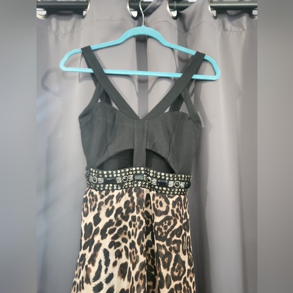 AVEC LEOPARD PRINT HIGH LOW MAXI DRESS MEDIUM SIZE - Picture 5 of 9